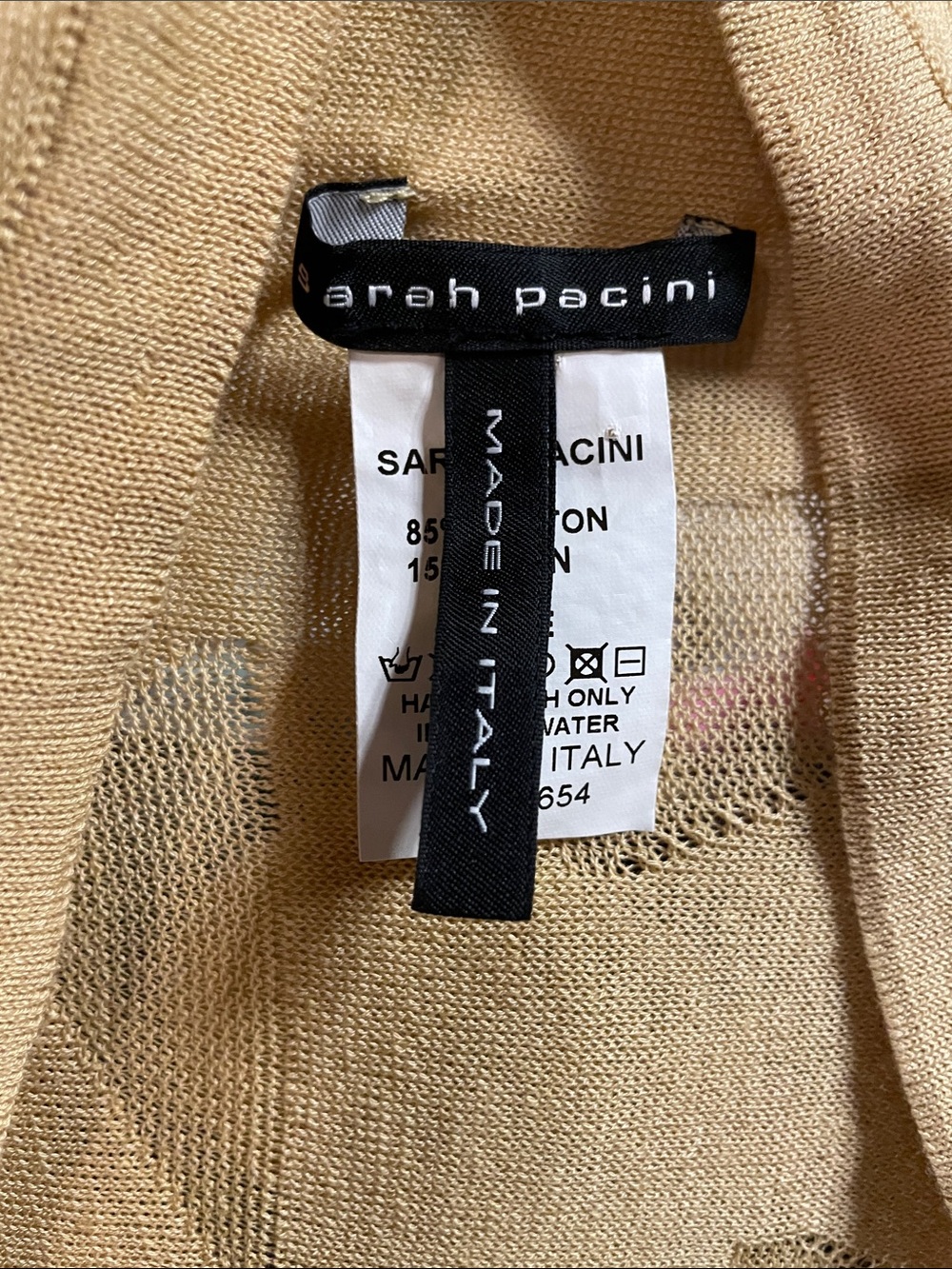 Sarah Pacini Camel Open-Front Draped Cardigan - Picture 2 of 6